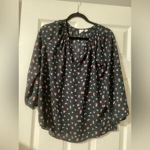 Black Floral Gap Blouse